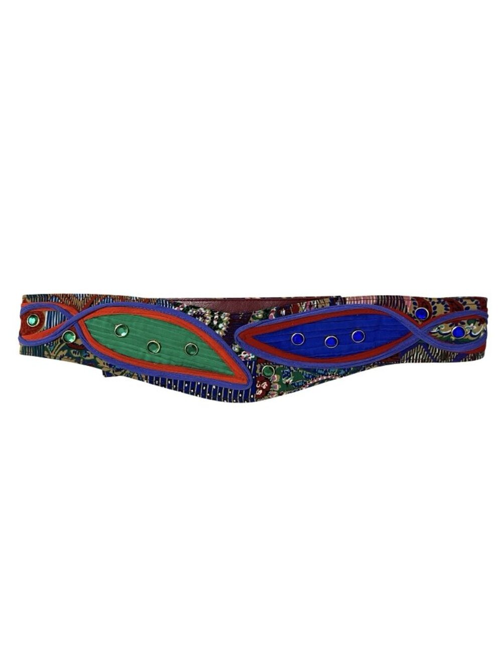 Vtg Howard Wolf Avant Garde Wide Waist Belt Artwear Jeweled Adjustable Small